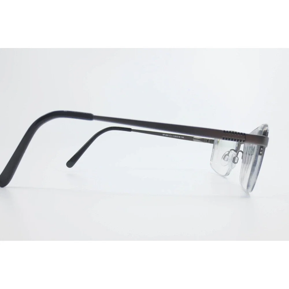 Superflex SF-524 C.1 Gunmetal Gray Semi-Rimless Rectangular Eyeglasses 55-18-145